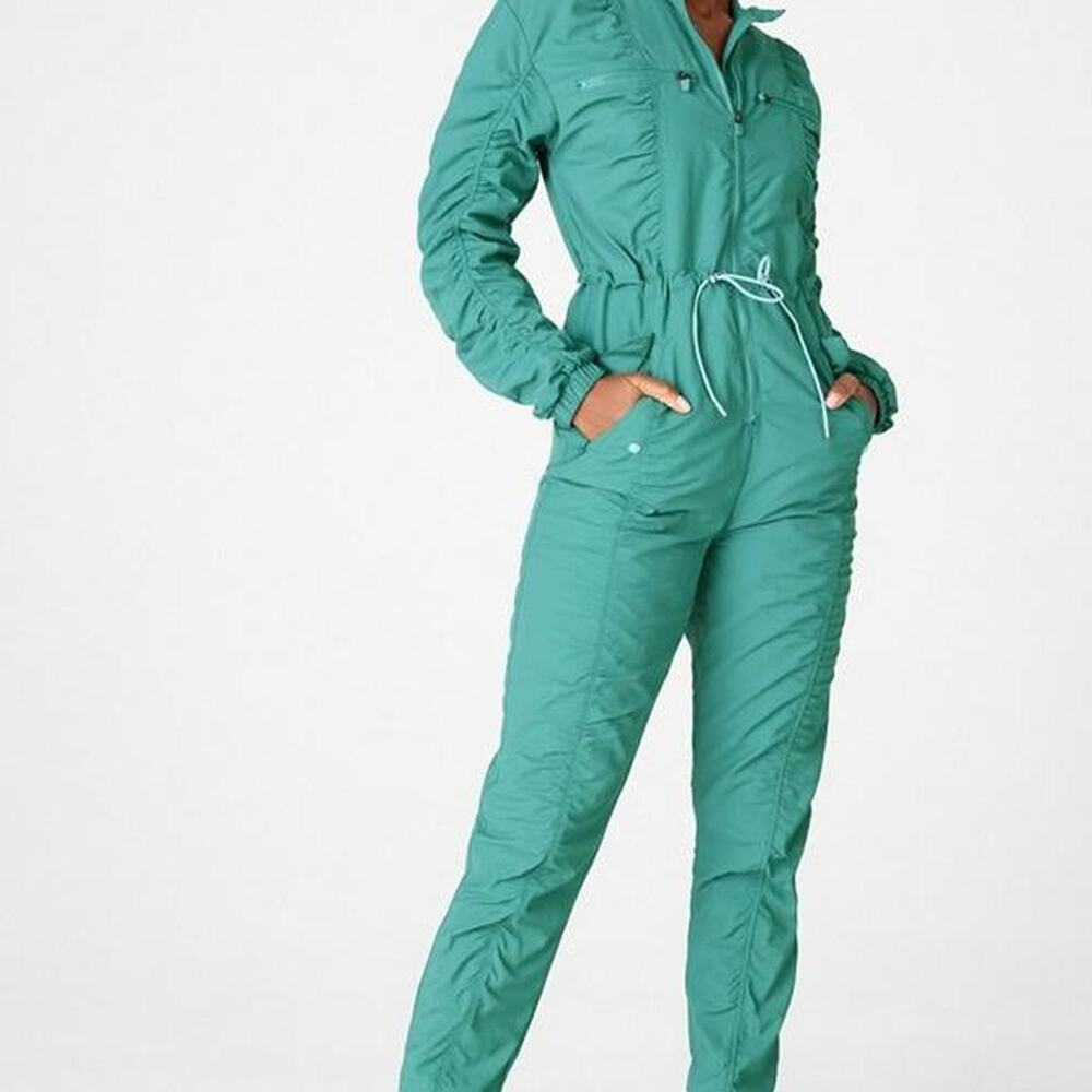 Fabletics x Madelaine Petsch Mckenzie Woven Jumpsuit - Green - Size 2X NWT
